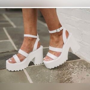 White chunky sandal heel